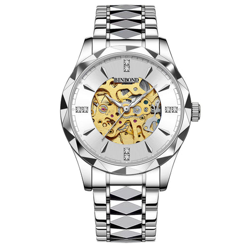 Fully automatic mechanical watch for men's business hollow tourbillon waterproof night light function watch