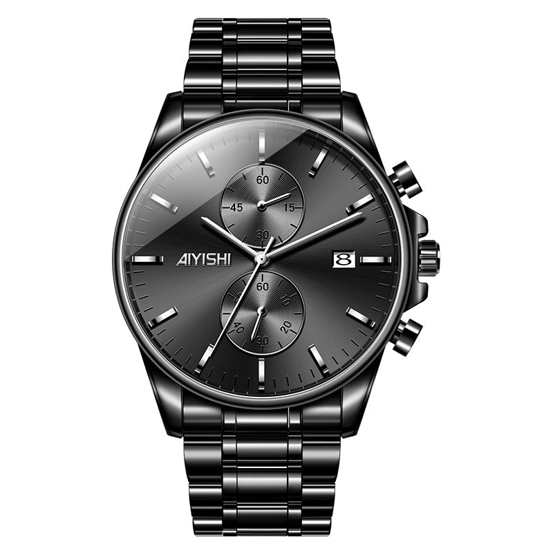 Mens Watch Fashion Sleek Minimalist Quartz Analog Mesh Stainless Steel Waterproof Chronograph Watches for Men with Auto Date