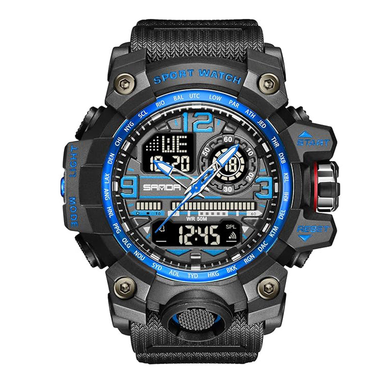Men's Watches Sports Outdoor Waterproof Military Watch Date Multi Function Tactics LED Face Alarm Stopwatch for Men 3133