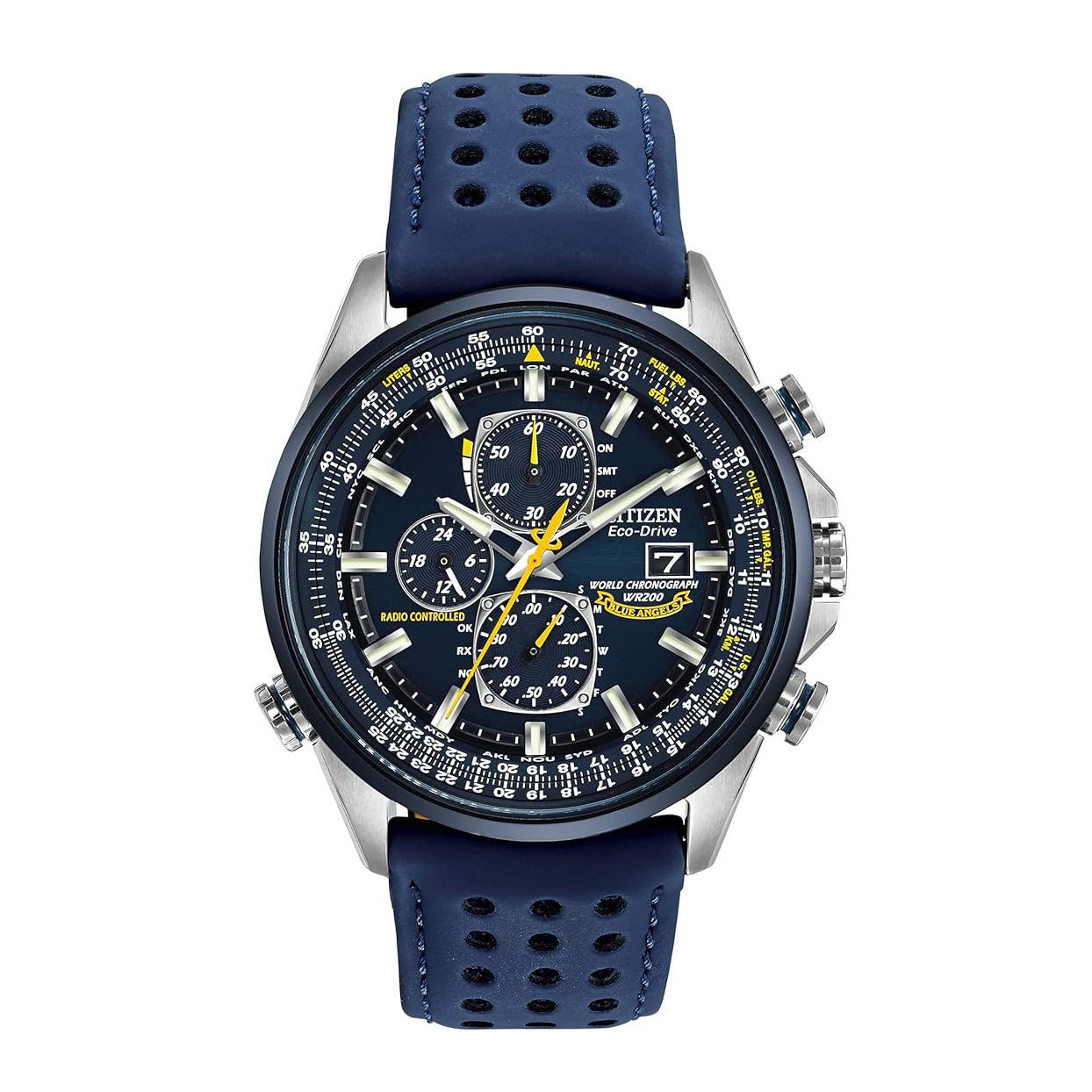 Men's Eco-Drive Sport Luxury World Chronograph Atomic Time Keeping Watch
