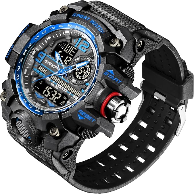 Men's Watches Sports Outdoor Waterproof Military Watch Date Multi Function Tactics LED Face Alarm Stopwatch for Men 3133