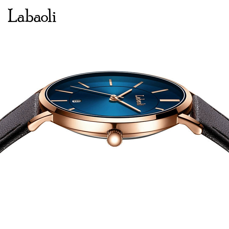 Mens Watch, Minimalist Fashion Simple Wrist Watch Analog Date with Leather Strap
