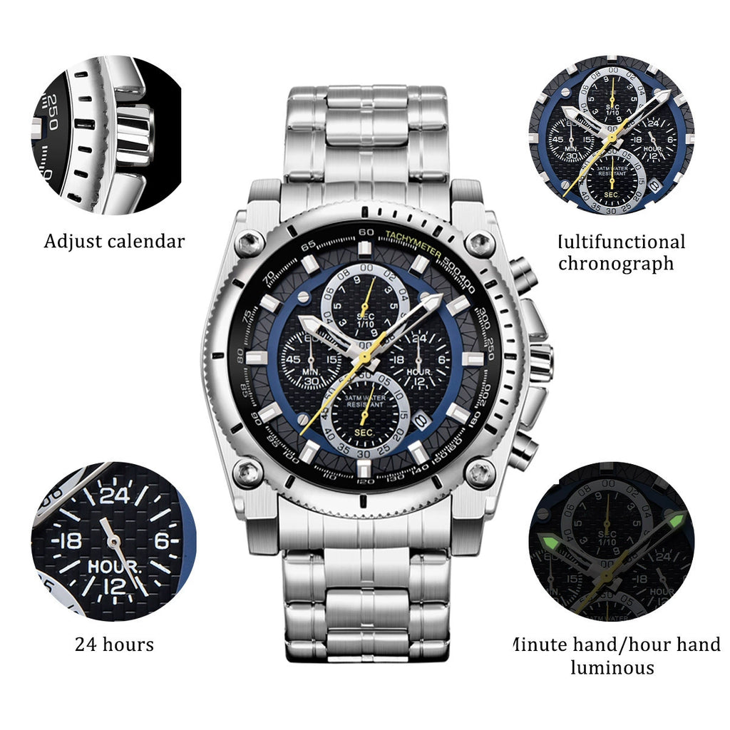 Men's Icon High Precision Quartz Chronograph Watch, Curved Mineral Crystal