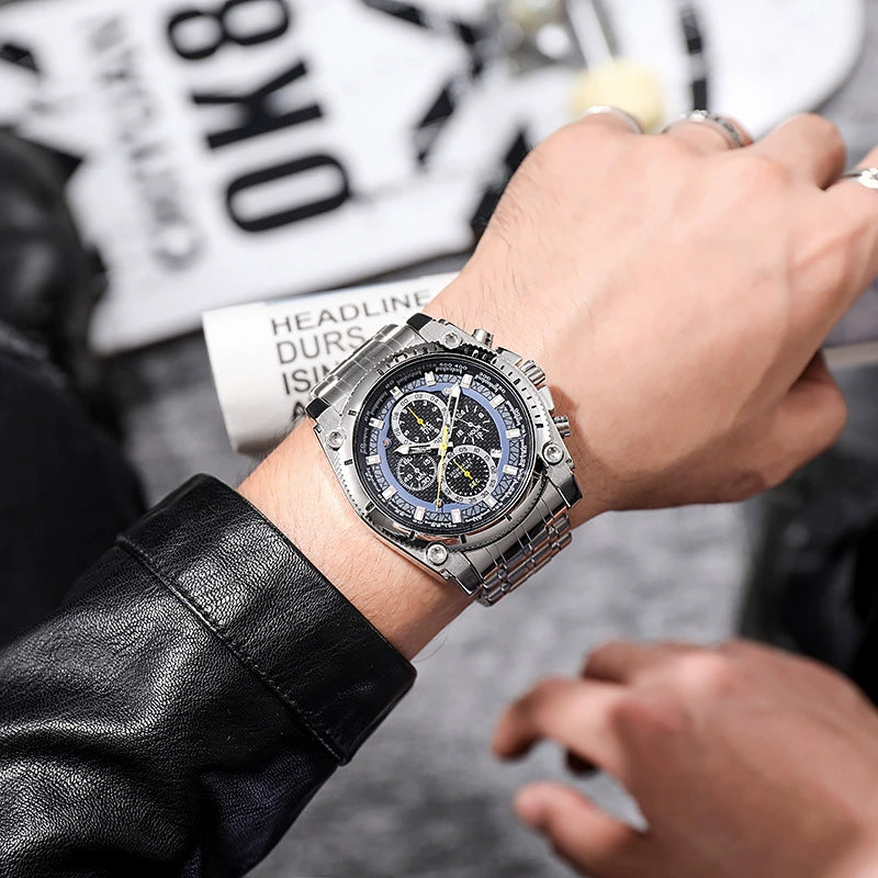 Men's Icon High Precision Quartz Chronograph Watch, Curved Mineral Crystal