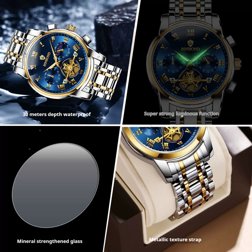 Mens Watches Waterproof Stainless Steel Adjustable Bracelet Watch Quartz Analog Watch for Men Fashion Business Classic Mens's Wrist watch's Casual Watches