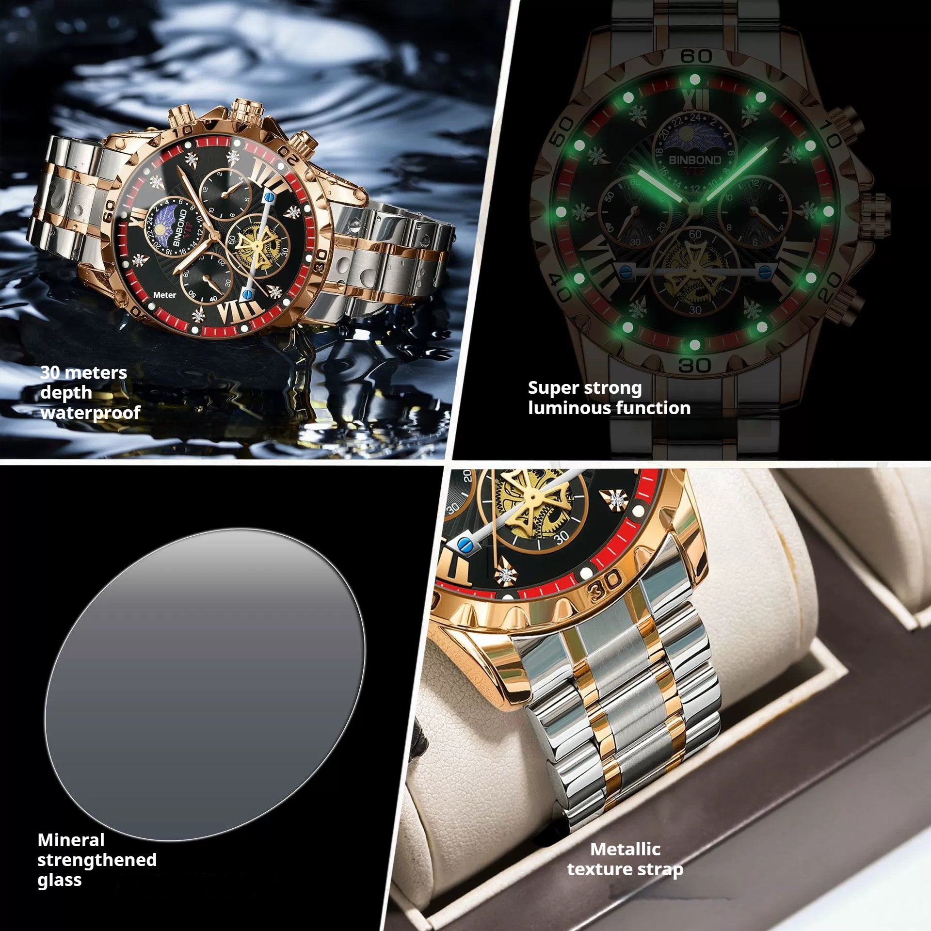 Mens Automatic Mechanical Watches Skeleton Tourbillon Day Date Luxury Self Winding Dress Wrist Watches Luminous