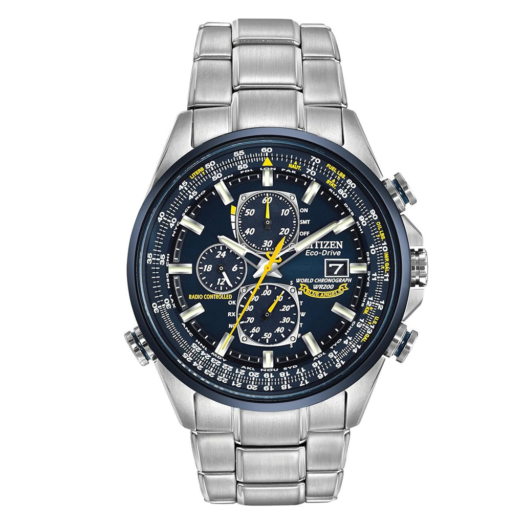 Men's Eco-Drive Sport Luxury World Chronograph Atomic Time Keeping Watch