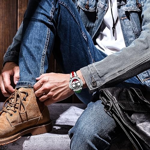Watches for Men Analog Quartz Clown Dial Wrist Watches Unique Weird Fashion Cool Watch Waterproof Leather Strap Men's Watches