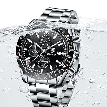 Watch for Men Analog Quartz Chronograph Waterproof Luminous Designer Mens Wrist Watches Business Work Sport Casual Dress Watch with Silicone Strap Elegant Gifts for Men