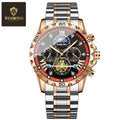 Mens Automatic Mechanical Watches Skeleton Tourbillon Day Date Luxury Self Winding Dress Wrist Watches Luminous