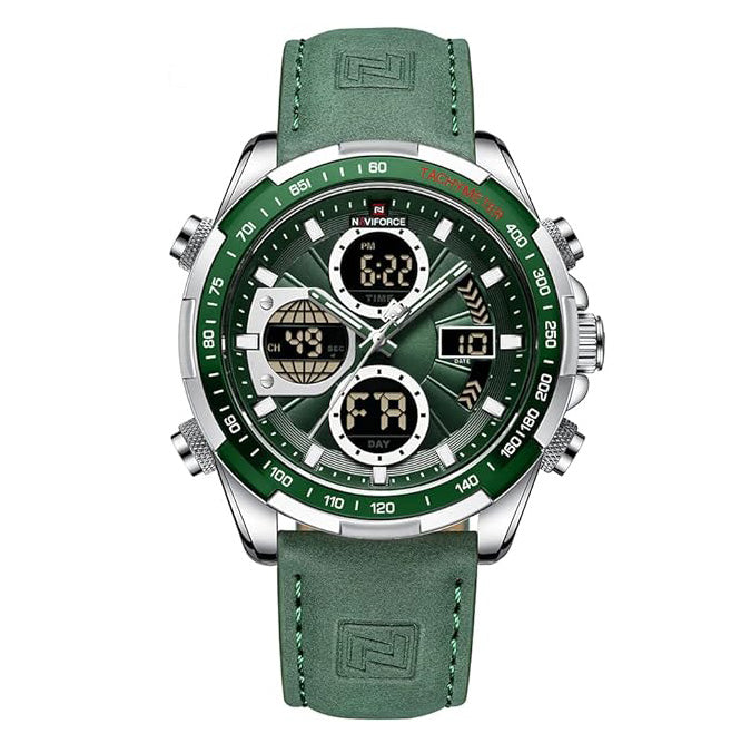Men's Military Digital Watches Analog Quartz Waterproof Watch Sport Multifunctional Leather Wristwatch