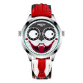Watches for Men Analog Quartz Clown Dial Wrist Watches Unique Weird Fashion Cool Watch Waterproof Leather Strap Men's Watches